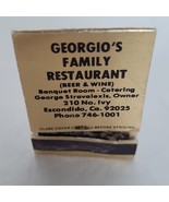 Vintage Georgio&#39;s Family Restaurant Cigarette Matches VTG Struck Escondi... - $74.00 MXN