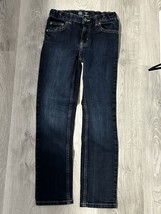 Wonder Nation Girls Slim Fit Adjustable Waist Dark Denim Wash Straight Leg Jeans - £6.86 GBP