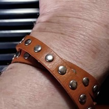 Wrap around tan leather studded bracelet - £14.24 GBP