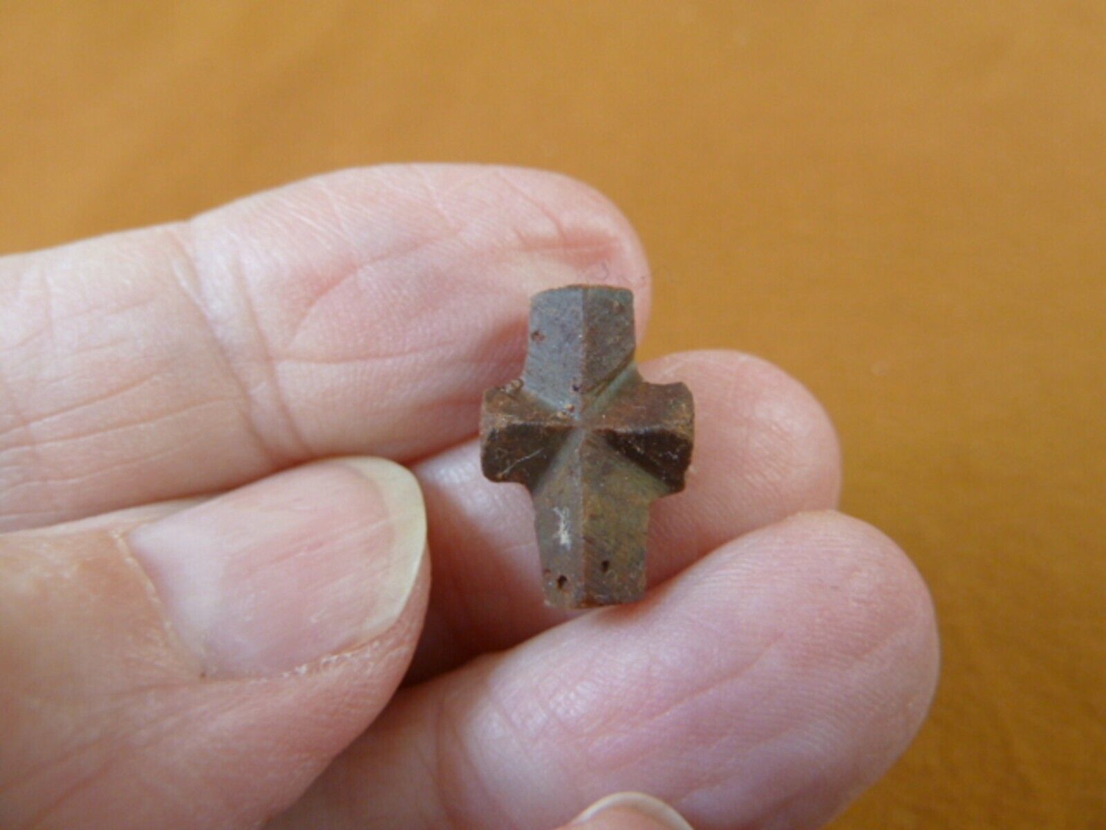 (CR593-106) 5/8&quot; Fairy Stone CHRISTIAN CROSS oiled Staurolite Crystal MA... - $15.88
