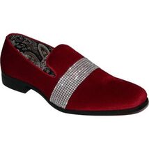 Men Formal shoes After midnight Velvet silver Crystal Slip on 6715 Red/Silver image 2