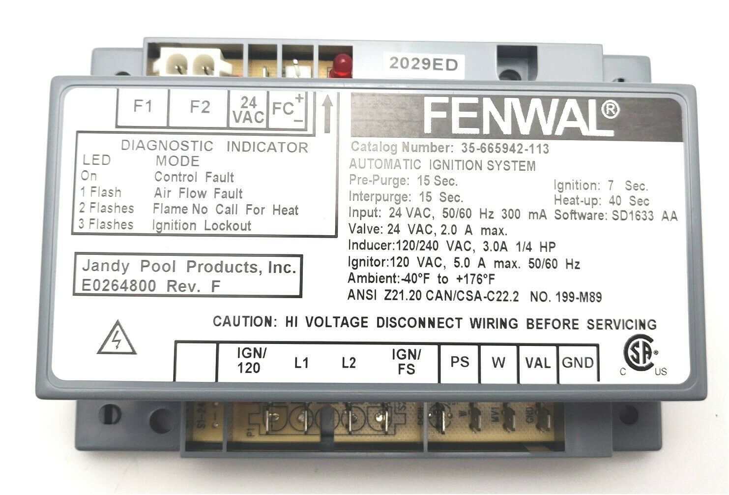 FENWAL 35-665942-113 Automatic Ignition Control System Module SAME DAY S... - $178.20