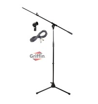 Microphone Stand with Telescoping Boom, XLR Cable and Mic Clip Package by GRIFFI - £24.89 GBP