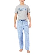 Club Room Men&#39;s &#39;Papa&#39; Top &amp; Plaid Pants 2-Pc. Pajama Set Blue White Com... - $27.42 CAD