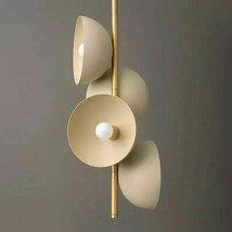 Italian Cream Shade Brass Pendant Focus Chandelier Fixture Light Dining ... - $355.00