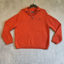 Ralph Lauren CHAPS Men’s XL 1/4 Zip Mock Necker Pullover Sweater Orange - £17.01 GBP