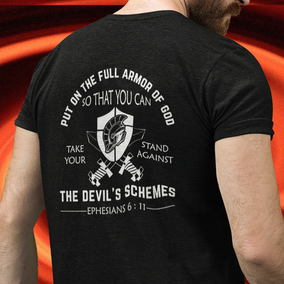 Bella & Canvas Short Sleeve Tee "Armor of God" white graphic on back