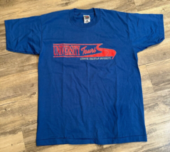 Vtg Lubbock Christian University T Shirt Large Blue College LCU USA 90s - $19.24