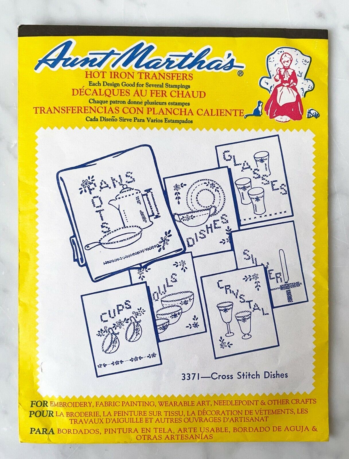 Aunt Martha's Hot Iron Transfers - Cross Stitch Dishes #3371 Open - $3.33