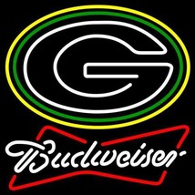 New NFL Budweiser Bowtie Green Bay Packers Real Glass Neon Sign 19&quot;x15&quot; - £121.10 GBP