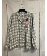 Charter Club Grey And Sliver Plaid Button Up Pajama Top Size Large NWOT - $19.00