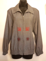 Leslie Fay Haberdashery Jacket size 8 Black/White Houndstooth Check Embroidered - £15.43 GBP