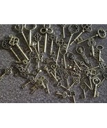60+ Antique Bronze Vintage Skeleton Keys~ DIY~JEWELRY~ MANY SHAPES &amp; SIZ... - £17.65 GBP