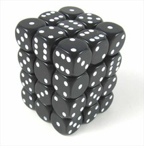 Chessex Manufacturing 25808 Opaque Black With White - 12 mm Six Sided Di... - $23.59