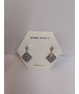 Bomb party earrings Amethyst And Rhodium Plating New - $24.37 CAD
