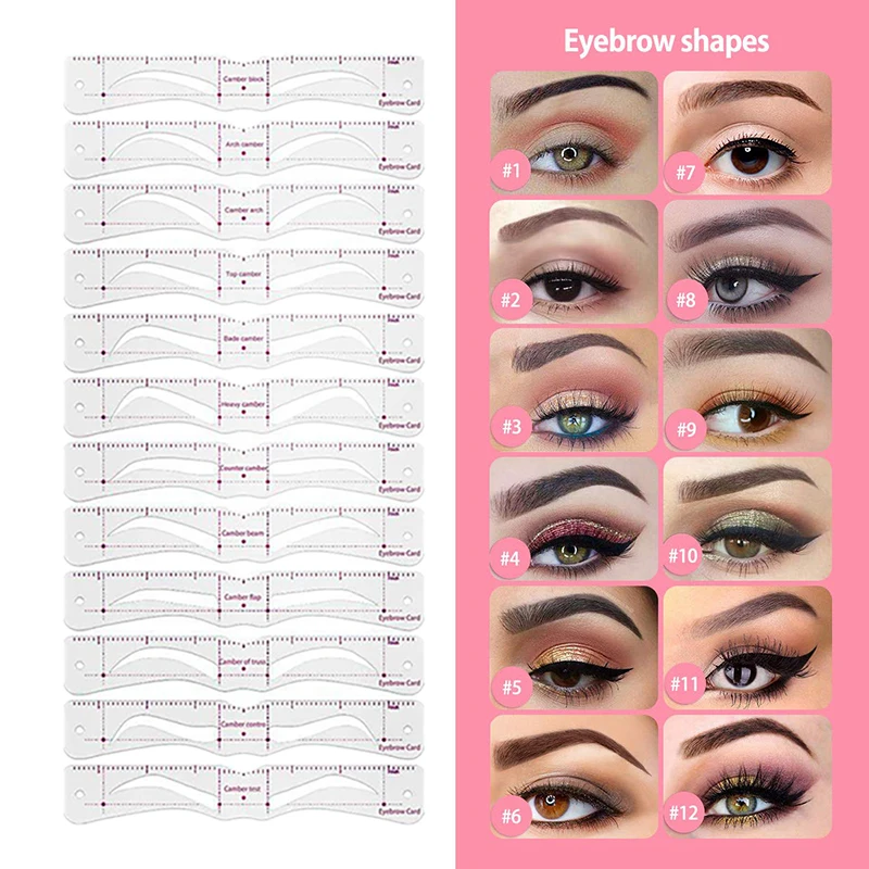 Play 12Styles/set Eyebrow Stencil Set Reusable DIY Eye Brow Drawing Guide Stylin - £23.18 GBP