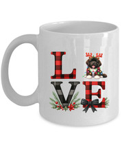 Funny Newfoundland Dog Coffee Mug Plaid Love Cute Dog Antlers Cup Christ... - $14.68+