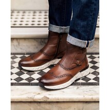 Vinci The Stealth Wingtip Buckle Tan Leather Men Boot image 10