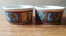 Ursula Dodge FLIGHT OF THE BLUE DOG Signature Stoneware Dog Dish Bowls S... - $65.00