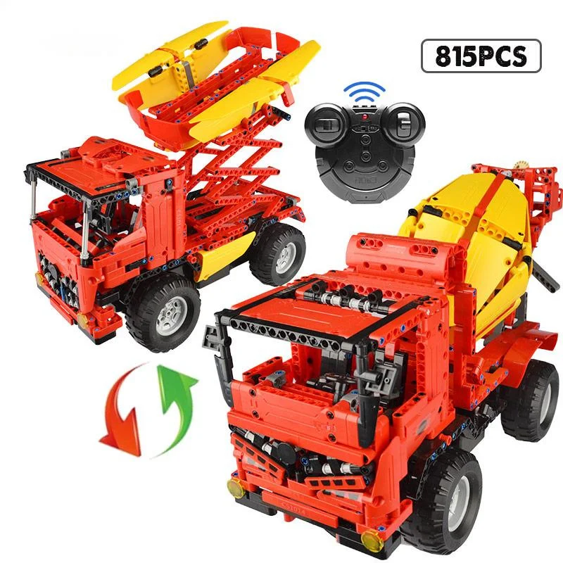 RC City Mixer Truck Car 2 IN 1 Building Blocks Technical Remote Control Crane - £77.52 GBP