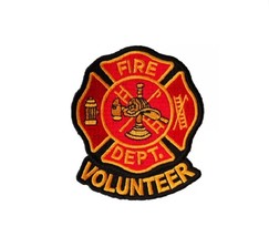 Volunteer Fire Department 3&quot; X 3-1/2&quot; Iron On Patch (6680) Firefighter (C40) - £5.78 GBP