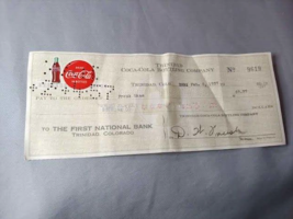 1957 Coca Cola Trinidad Colorado Bottling Co Coke Payroll Check - $9.85