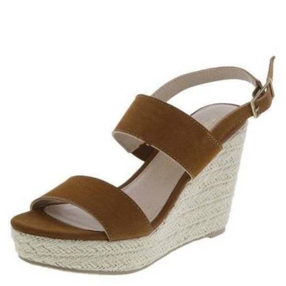 Womens Sandals Montego Bay Brown Espadrille Wedge Platform Shoes-size 11