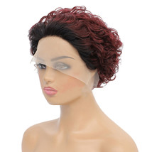 13x1 Lace Front Human Hair Wigs Short Curly Pixie Cut Wig for Women, #1B/99J - $46.14