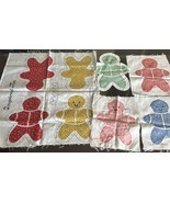 Vtg Set 6 Gingerbread Men Cut &amp; Sew Fabric Panel Garland Ornaments Chris... - $242.68 MXN