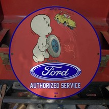 Vintage 1933 Ford Automotive Authorized Service Porcelain Gas & Oil Pump Sign - $148.49