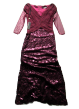 Nwt Tadashi Shoji Auburn Sequin Paillette Embroidered Lace V-Neck Gown Dress 4 - $128.70