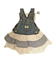 OshKosh Denim Vestbak Overall Jumper Dress Layered Ruffle Skirt Girls 9 Months - £7.09 GBP