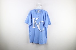 Majestic Mens XL Spell Out Kansas City Royals Baseball Short Sleeve T-Shirt Blue - £23.70 GBP