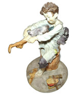 Boy Putting Sock Sitting Drum Chipped Figurine Duncan Royale - £14.54 GBP