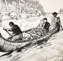 1930s-40s Art Print Couple Rescued In Canoe By Native Americans E89D - $10.00