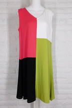 BAR Colorblock Dress Sleeveless V Neck Stretch Pink White Black Lime New S L - £28.40 GBP