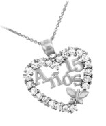 Sterling Silver Sweet 15 Anos Quinceanera Necklace with - £101.47 GBP