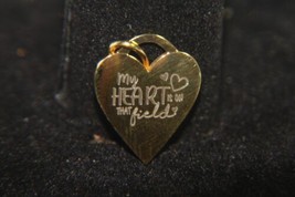 Origami Owl Pendant (new) MY HEART IS ON THAT FIELD - GOLD HEART - £21.82 GBP