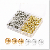 400 PCS 4mm Round Spacer Beads - Smooth Golden Silver Metallic Plated Loose Ball - $16.82