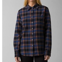 prAna Womens Golden Canyon Flannel Shirt Button Down Plaid Rich Sapphire Blue S - £19.21 GBP