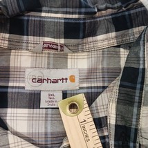 Carhartt 101294 078 Relaxed Fit Men's Cotton Gray & Blue Plaid Shirt Sz 3XL Tall image 4