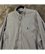 Ralph Lauren Dress Shirt Mens 16.5 Large Blue Striped Classic Fit Button... - £10.97 GBP
