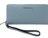 Michael Kors Continental Wallet Wristlet Pale Ocean Blue Leather 35T7STV... - $77.21