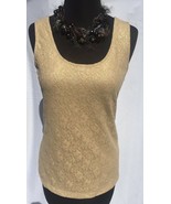Chicos Chico&#39;s Gold Foil Lace Tank Top Shell Cami Size 0 XS/S New NWT - £23.66 GBP