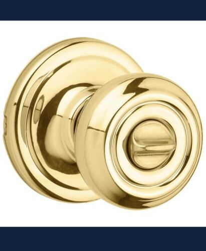 Primary image for 2 Kwikset Polished Brass Bedroom/Bathroom Privacy Door Knob Locksets 730CN 3 CP