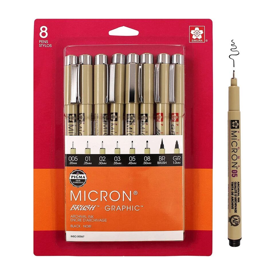 Pigma Micron Fineliner Pens - Archival Black Ink - Writing, Drawing, Journaling