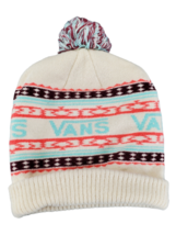 Vans Ivory Pink Knit Hat Aztec Beanie Pom-pom Skater Girl Pre-Owned - £13.60 GBP