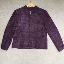 Style Co Jacket Womens 14 Purple Black Lined Zip Front Blazer Macys 8046... - £11.70 GBP