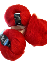Laines Fonty Ombelle Mohair Wool Yarn 50g 3 Skeins Red NEW - £18.59 GBP