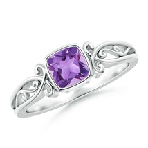 Angara Natural Vintage Style Cushion Amethyst Solitaire Ring in 14K Gold (5MM) - $379.05